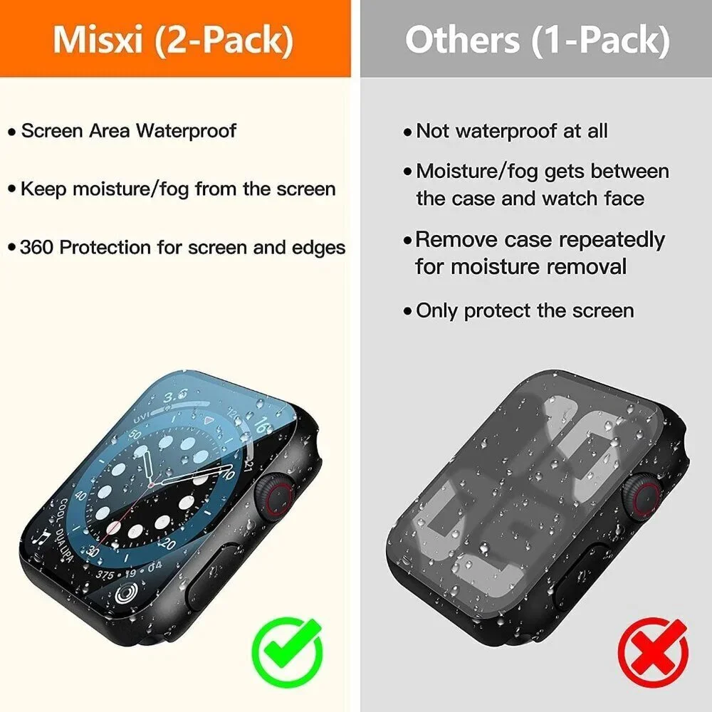 Misxi 2-Pack Waterproof Hard Case with Tempered Glass Ultra-Thin Protective Cove